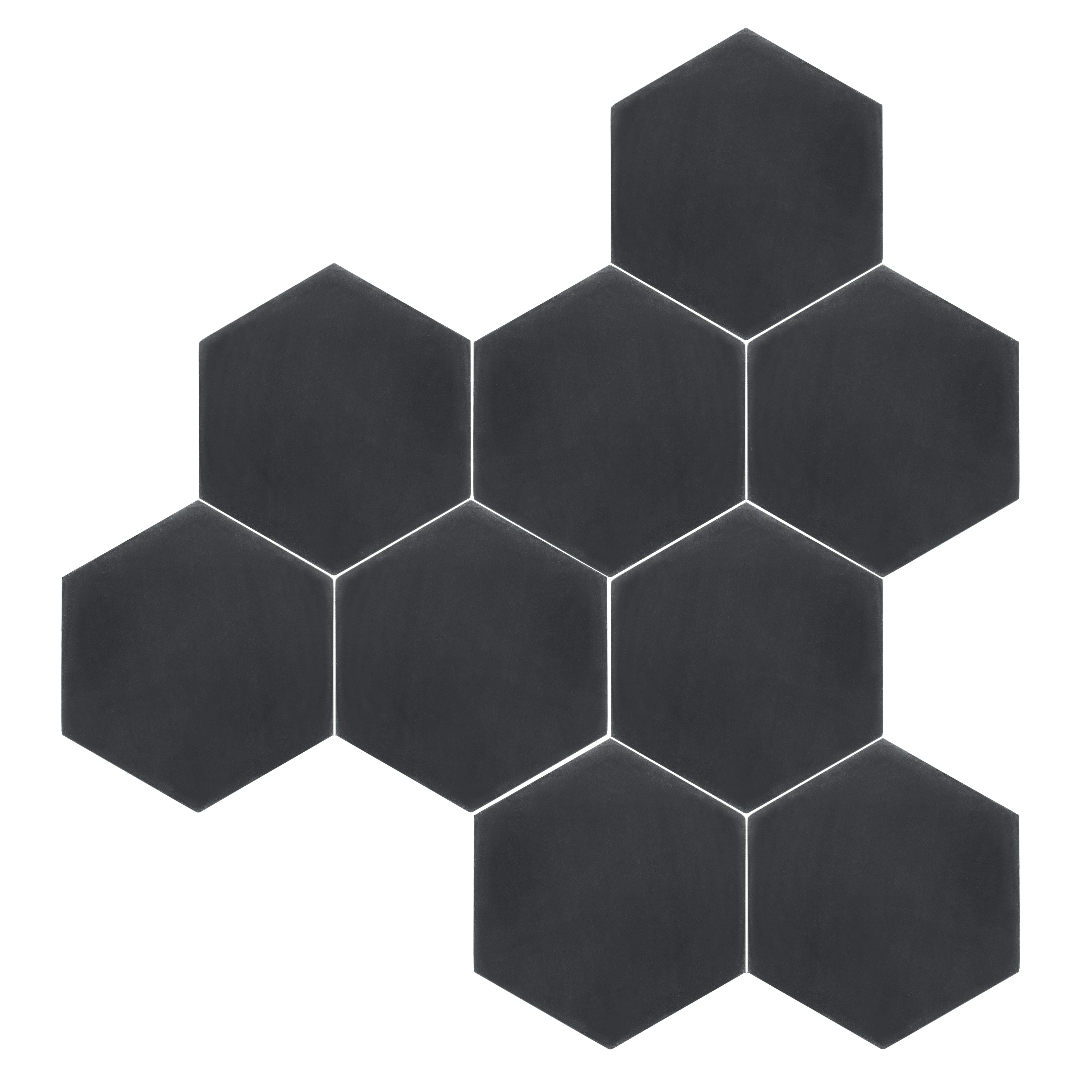 Solid Black Hexagon | Riad Tile